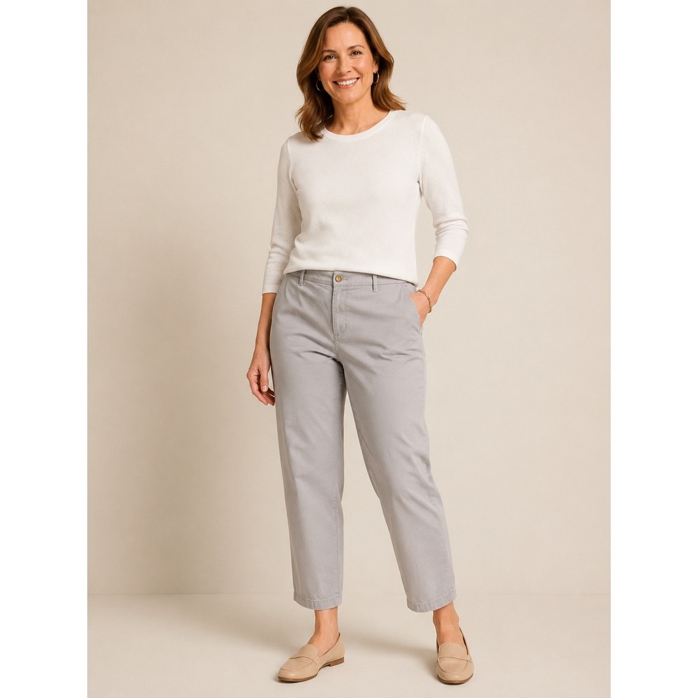 Talbots Relaxed Chino Pants Womens 20WP Gray Cotton Blend Stretch Straight Leg